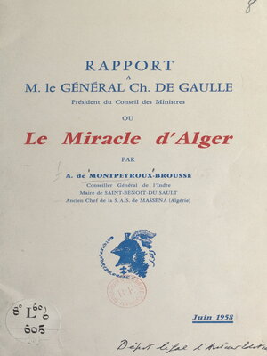 cover image of Rapport à M. le Général Ch. de Gaulle, président du Conseil des ministres